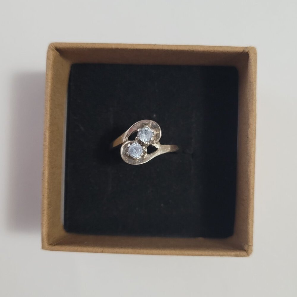 1960s Blue Topaz Ring 10k Vintage White Gold Dason December Birthstone